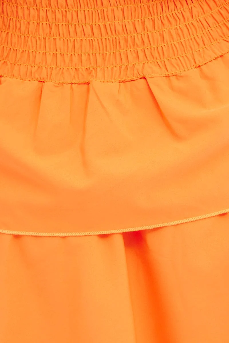 Orange Tie Shoulder Skater Dress