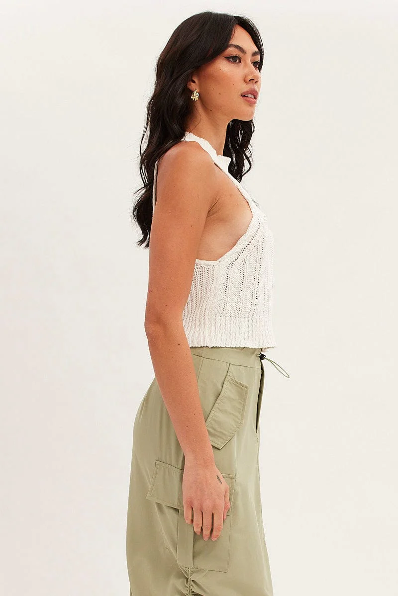 White Cabled Knit Sleeveless