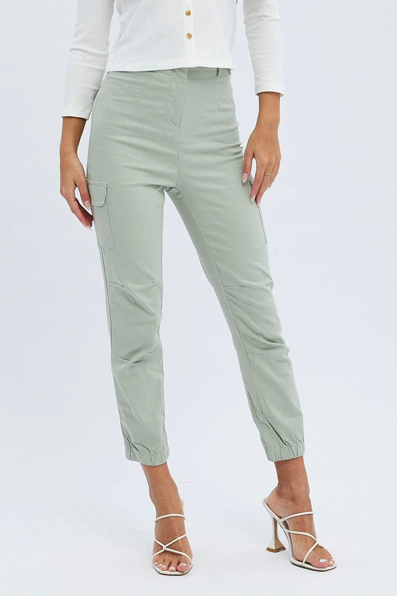 Khaki Black Out Pocket Cargo Pants