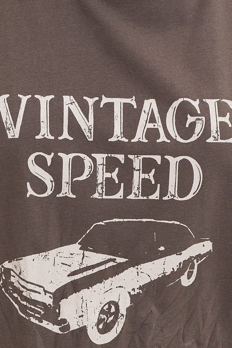 Grey Crew Neck Graphic T-Shirt