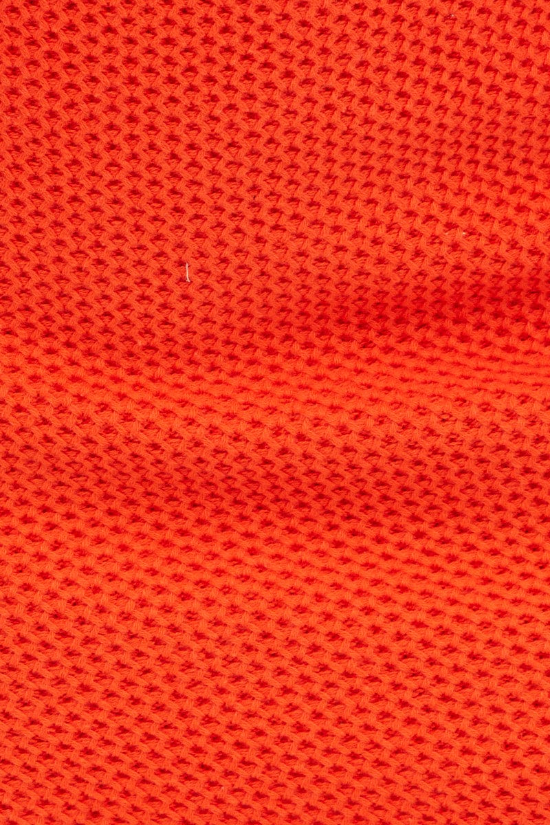 Orange Mini Skirt Crochet Cotton Blend