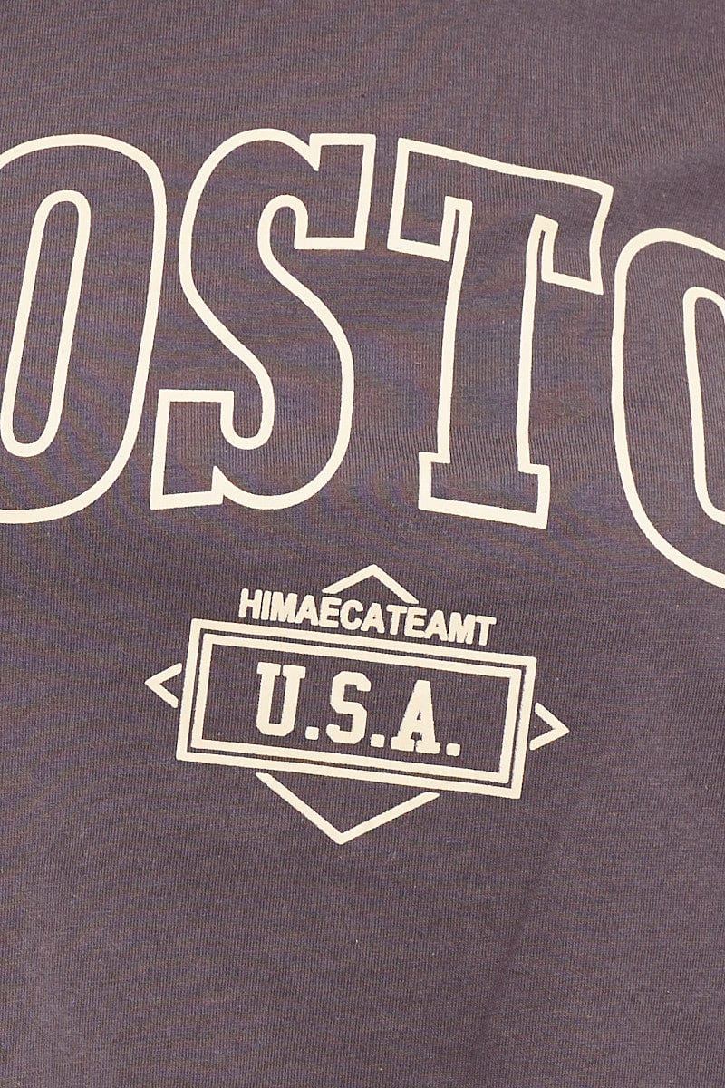 Grey Graphic T Shirt Short Sleeve Crop