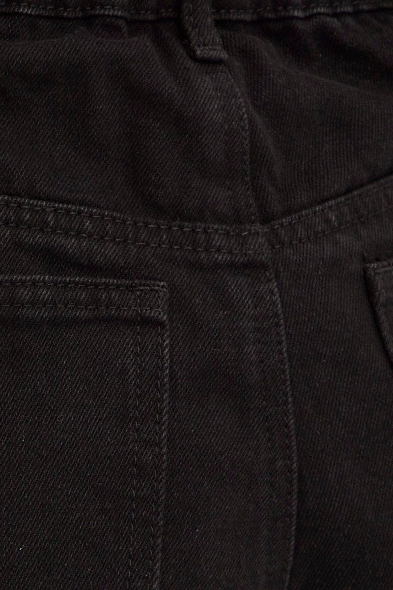 Black Relaxed Denim Shorts High Rise