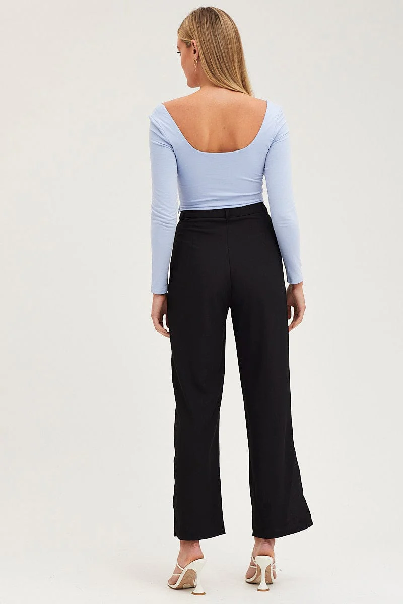 Black Wide Leg Pants High Rise