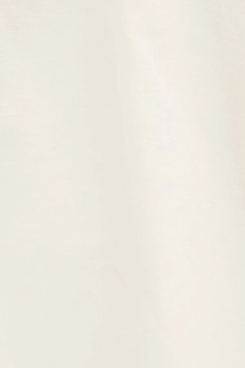 White Maxi Skirt Linen Blend Side Split