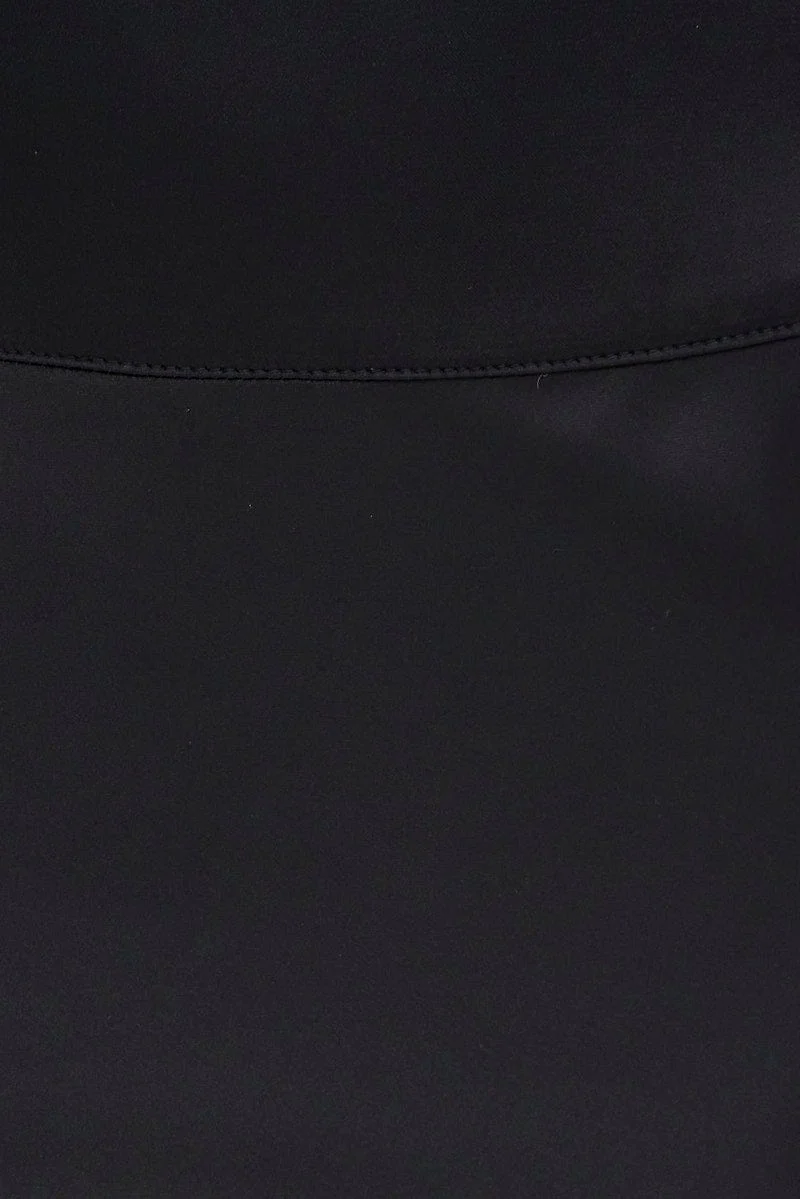 Black Midi Skirt High Waisted Satin Bias Cut