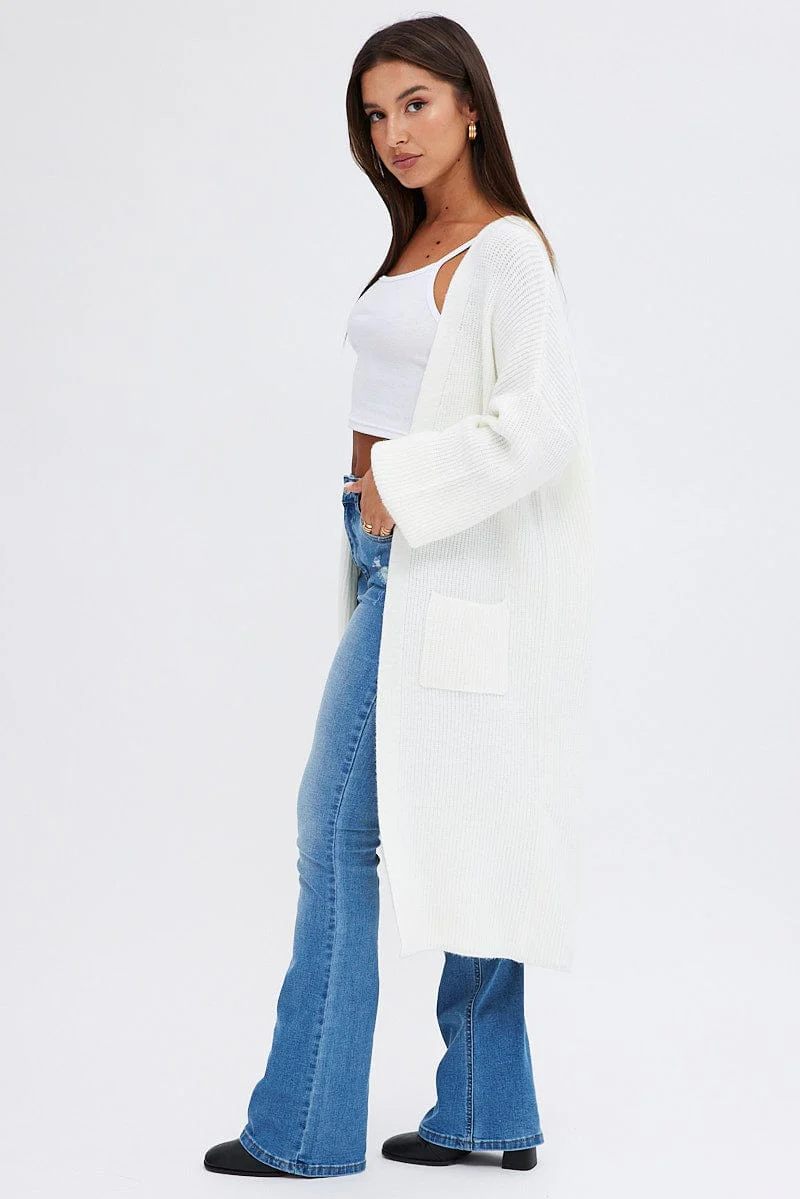 White Longline Cardigan