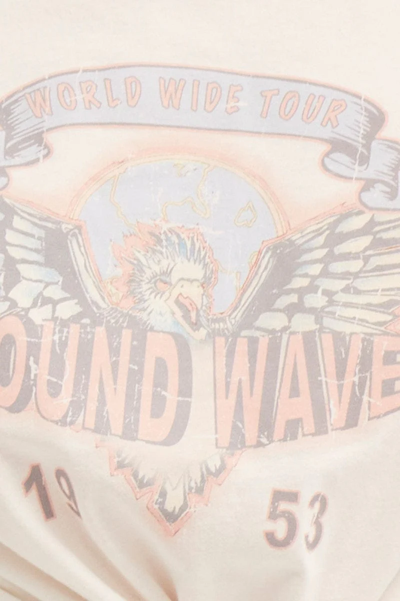 White Crew Neck Oversized Graphic T-Shirt