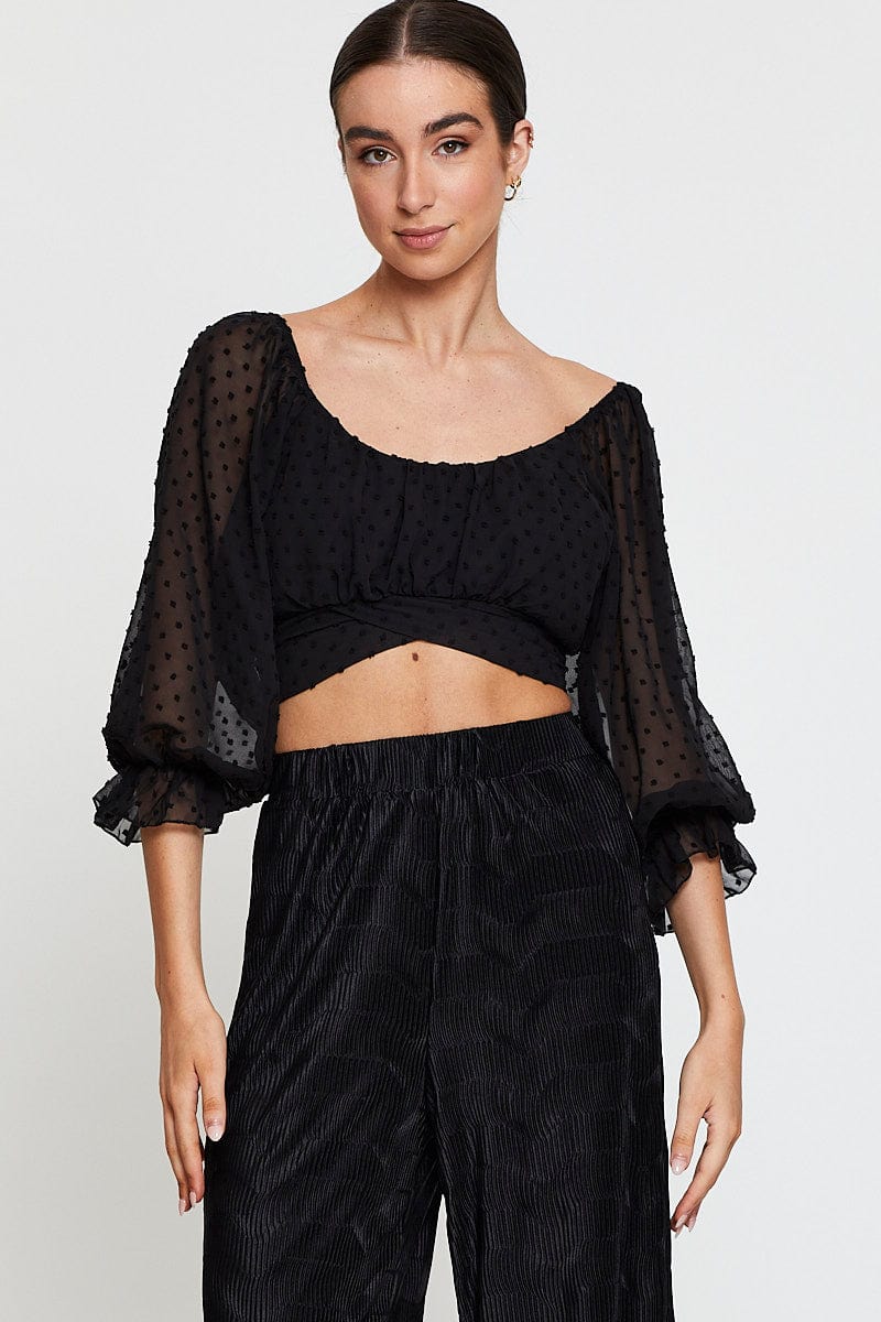 Black Crop Top Long Sleeve