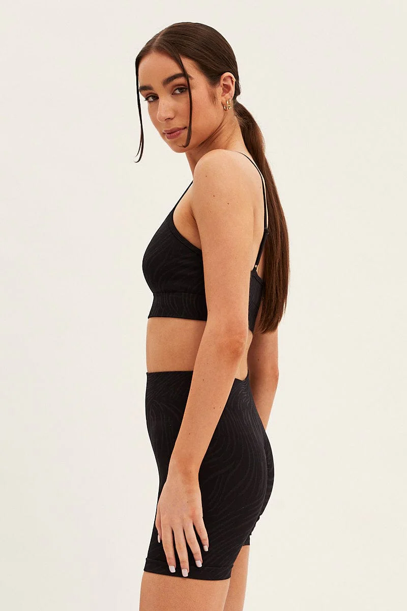 Black Seamless Top And Bike Shorts Activewear Set