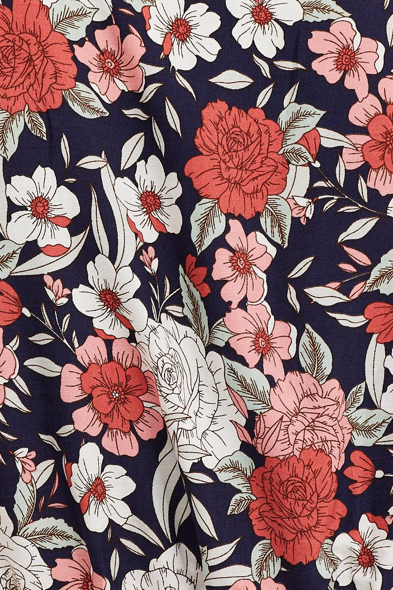 Boho Print Skater Dress Short Sleeve Mini V Neck