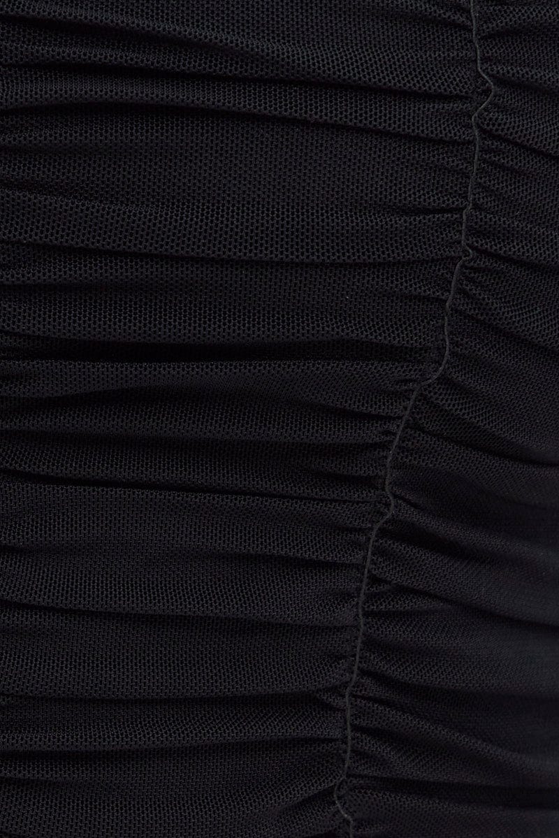 Black Lace Up Top Sleeveless Mesh