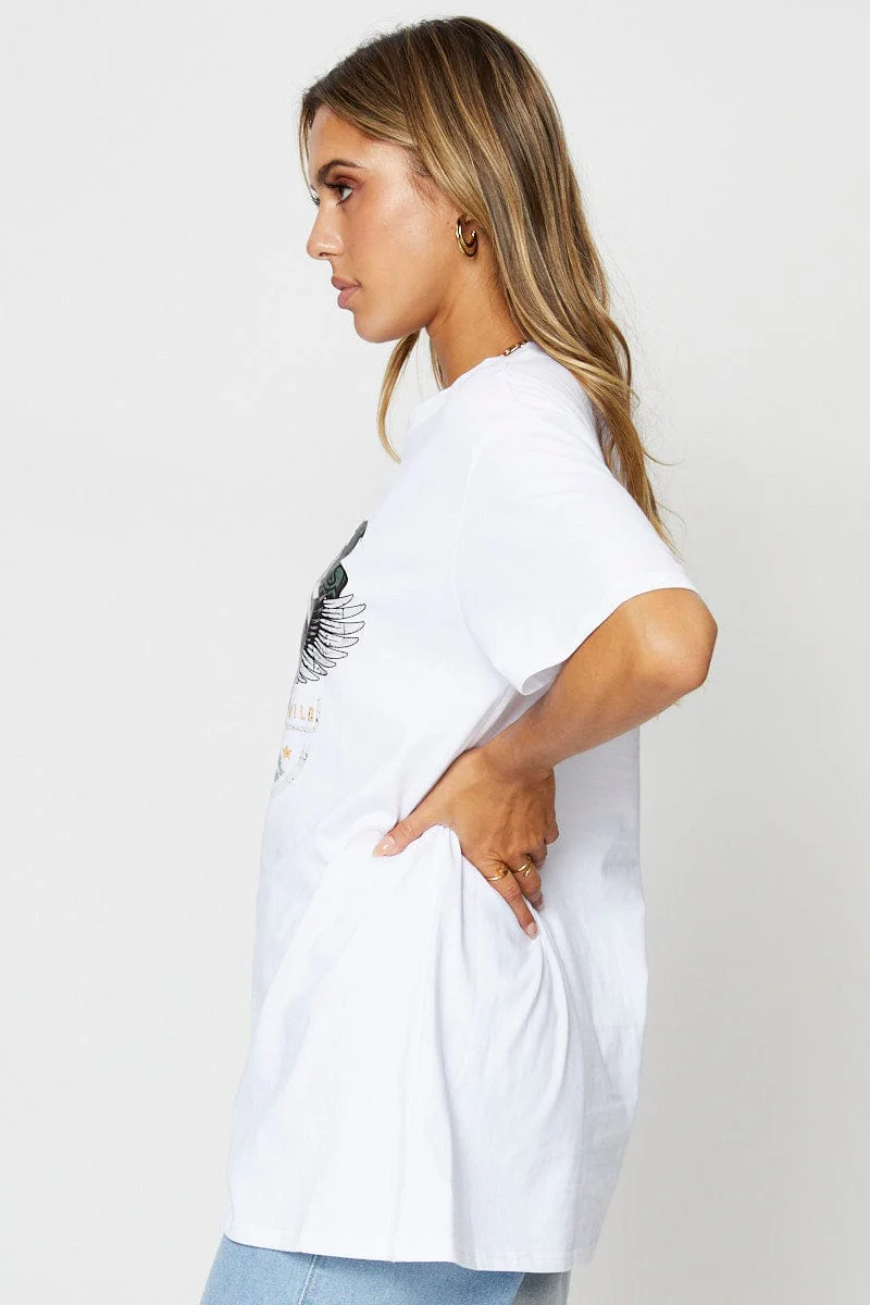 White Graphic T Shirt Short Sleeve