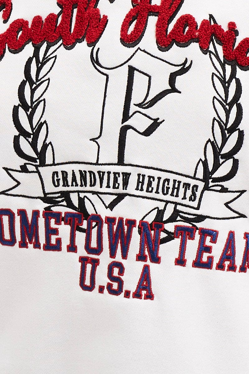 White Graphic Sweater Embroided