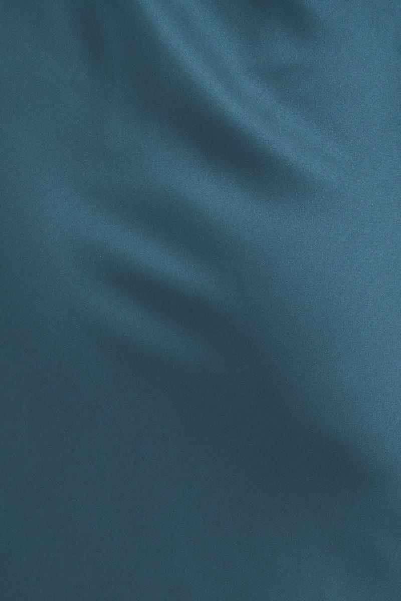 Blue Slip Skirt Midi Satin
