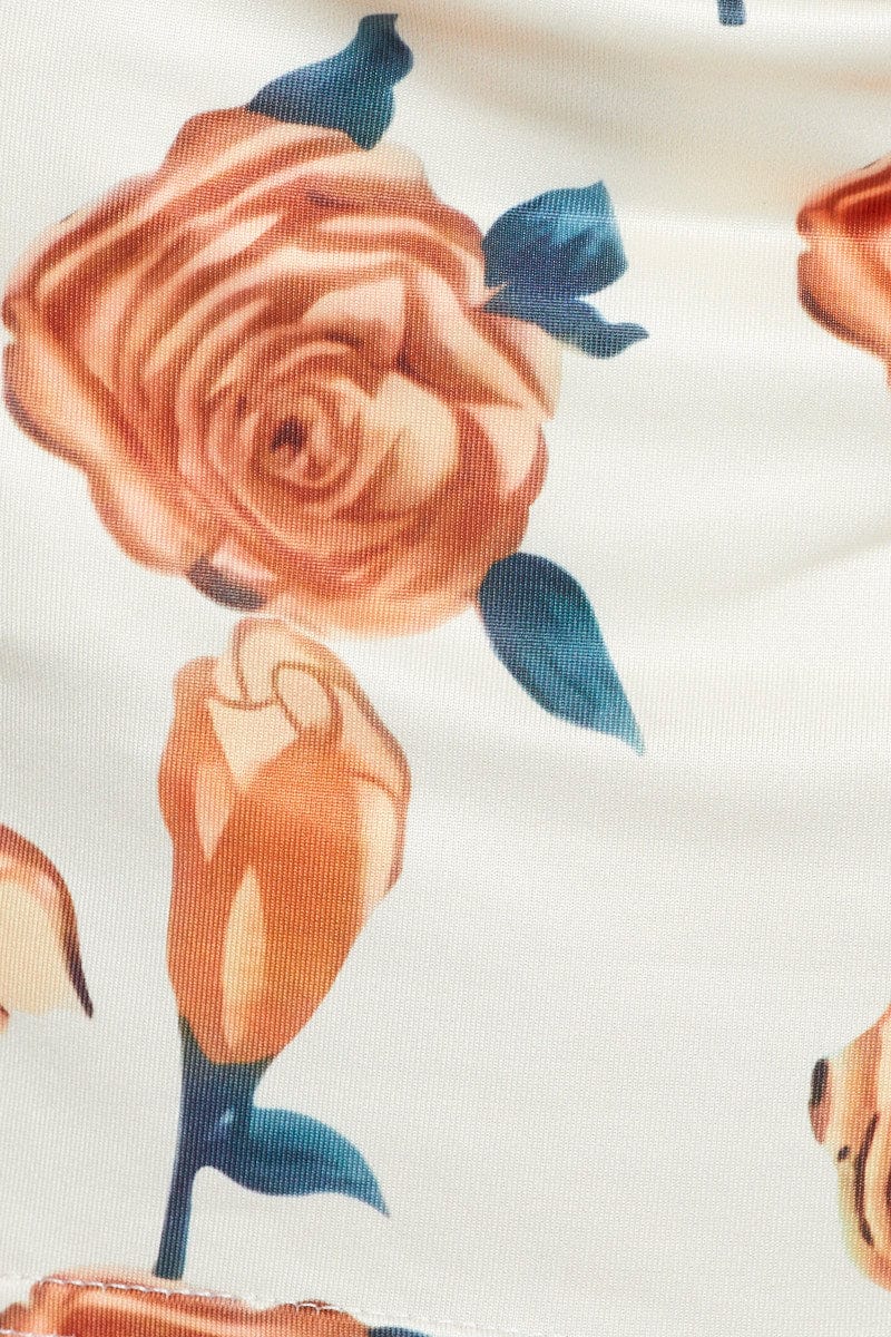 Print Crop Top Sleeveless Cowl Neck