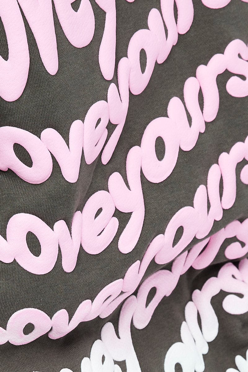 Grey Hoodie Sweat Long Sleeve Graphic