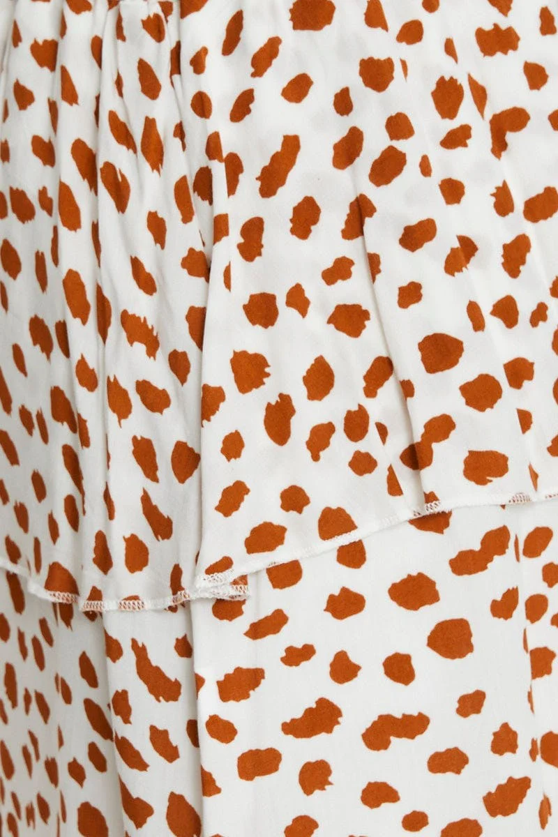 Geo Print Ruffle Skater Skirt