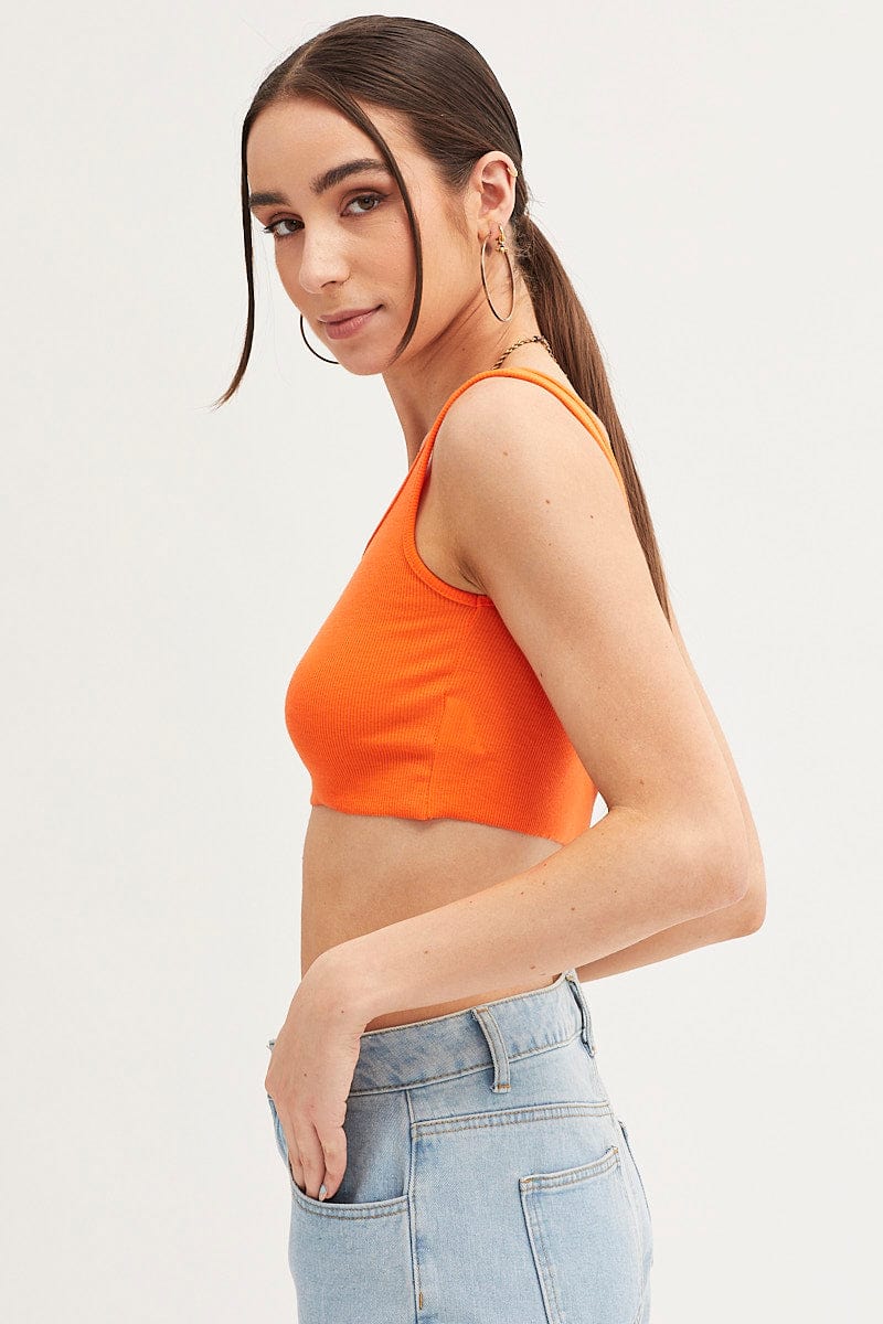 Orange Basic Jersey Top