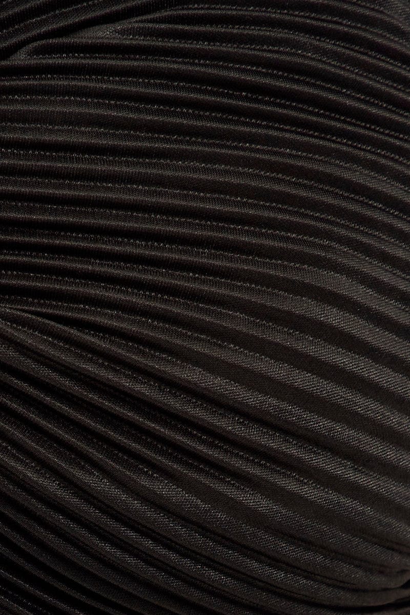 Black Plisse Top Sleeveless Crop Twist Front Bralette