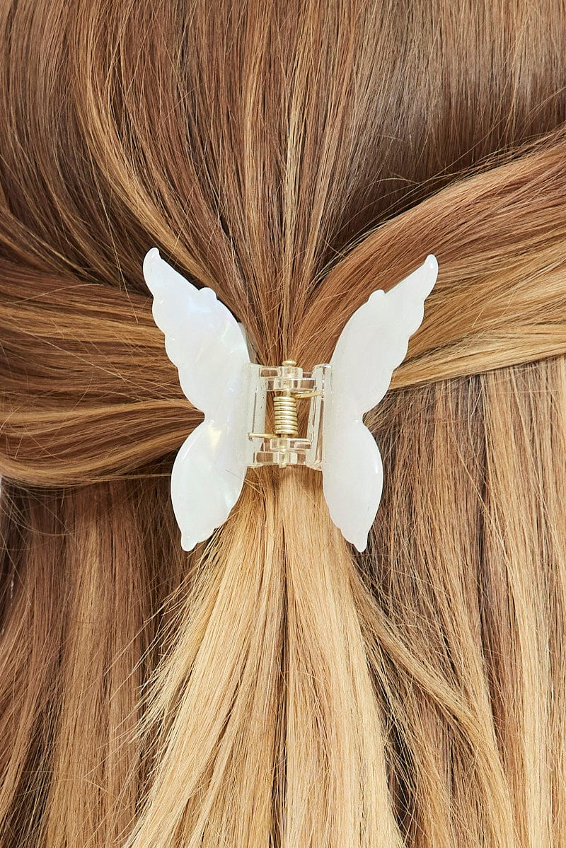 White Butterfly Claw Clip