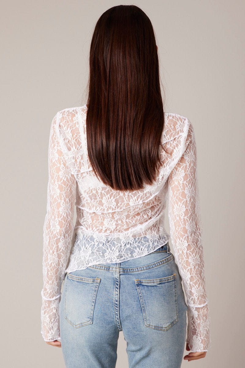 White Lace Top Long Sleeve