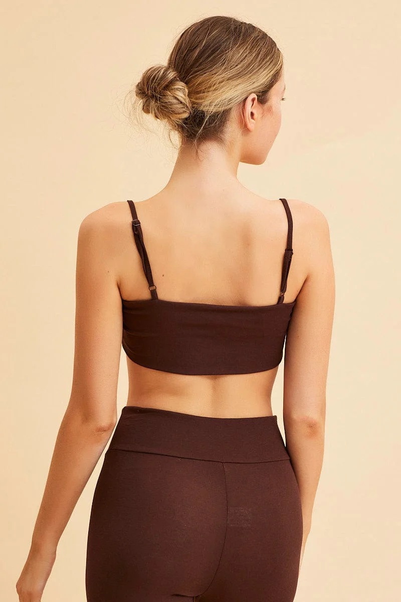 Brown Bandeau Singlet Top Cotton Stretch
