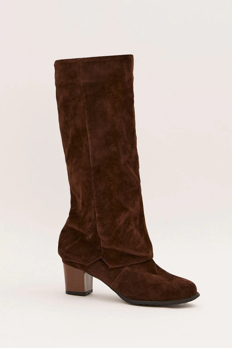 Brown Suedette Riding Boots