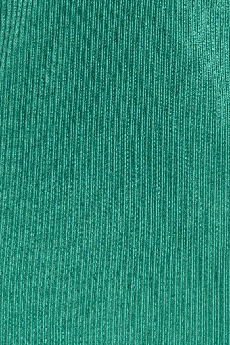 Green Mini Skirt Plisse Satin