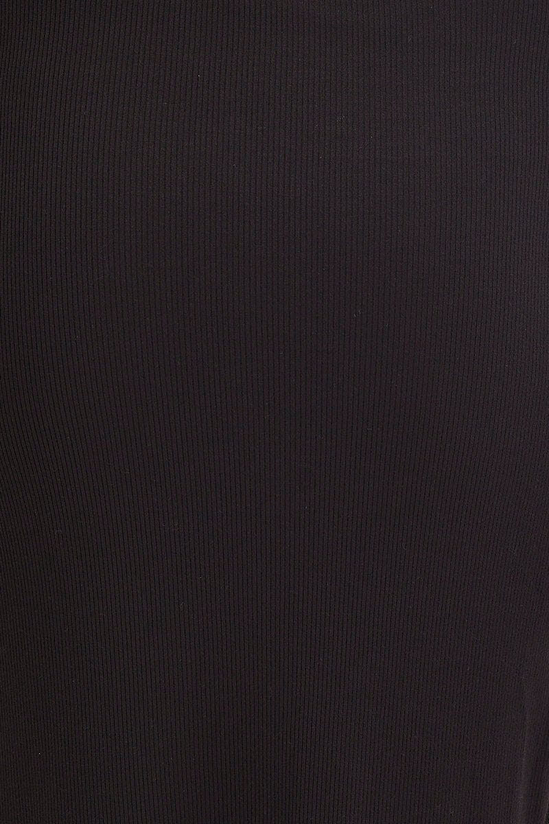 Black Maxi Skirt High Rise Ring Detial Rib Jersey