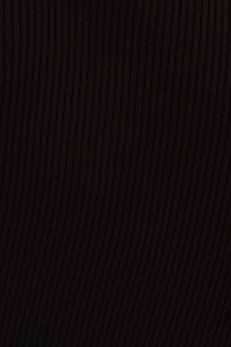 Black Short Sleeve Rib Cardigan