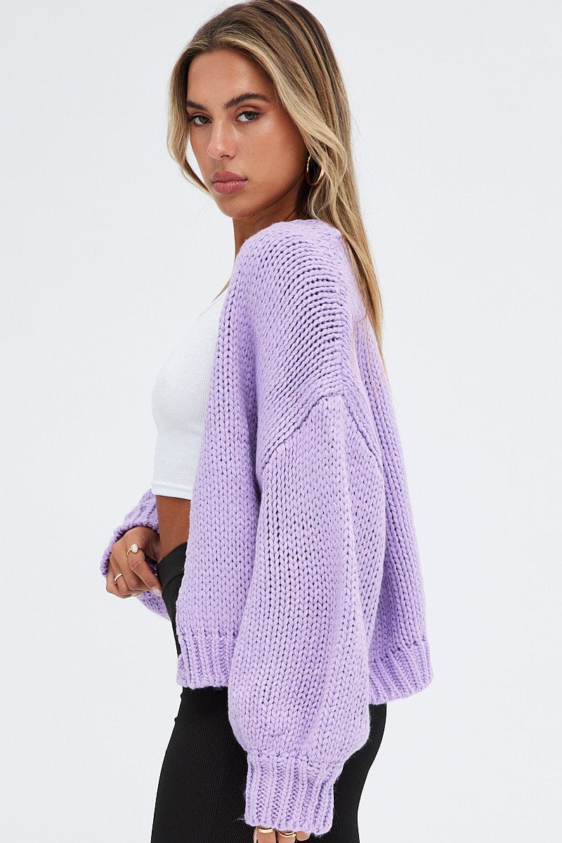 Purple Oversized Cardigan