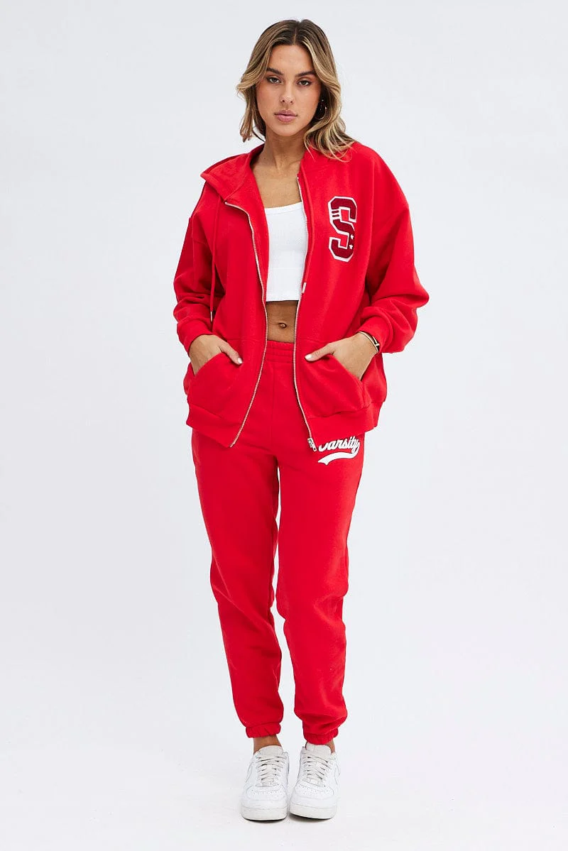 Red Red Hoodie Long Sleeve