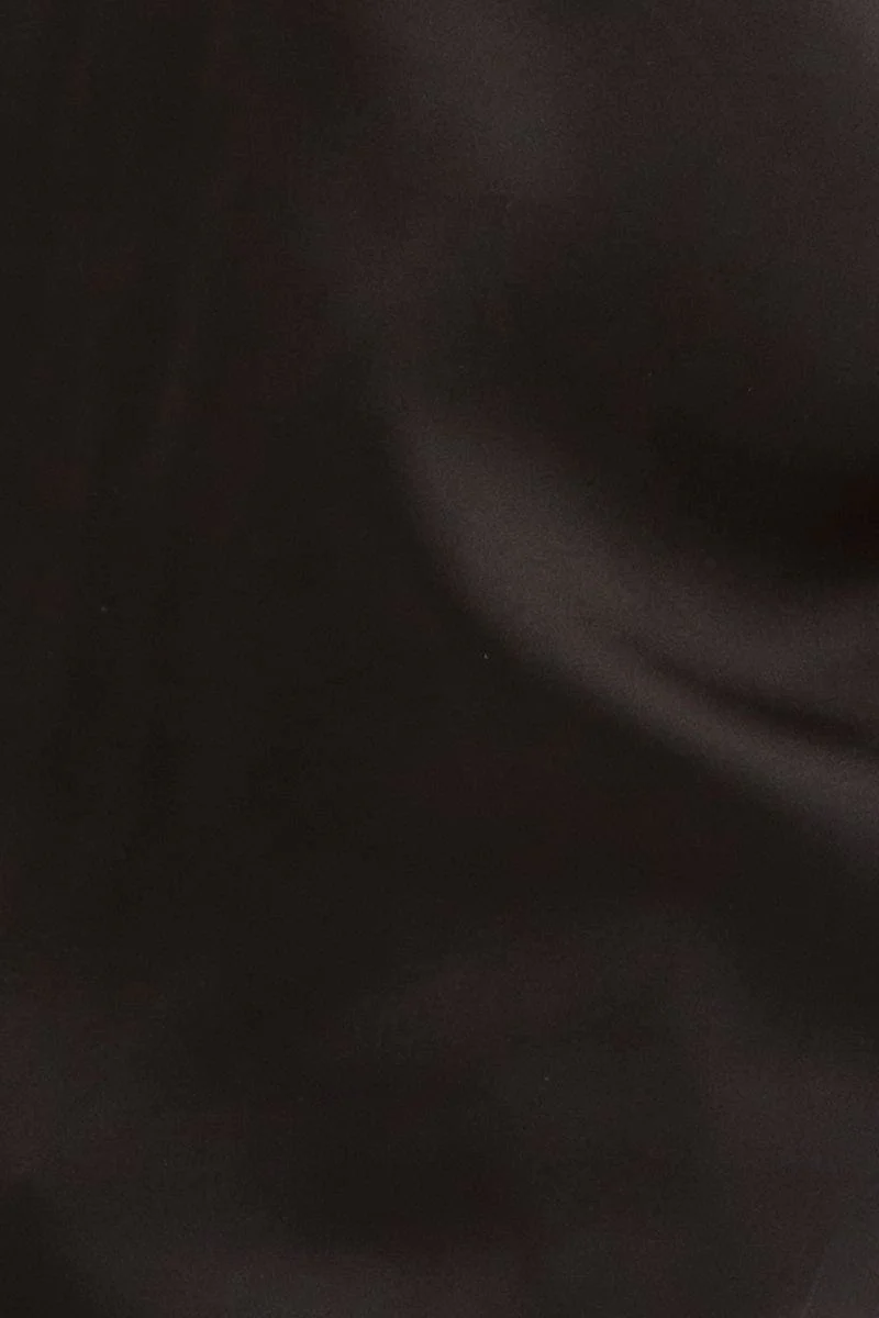 Black Pyjamas Set Scoop Neck Cami Top & Shorts Satin