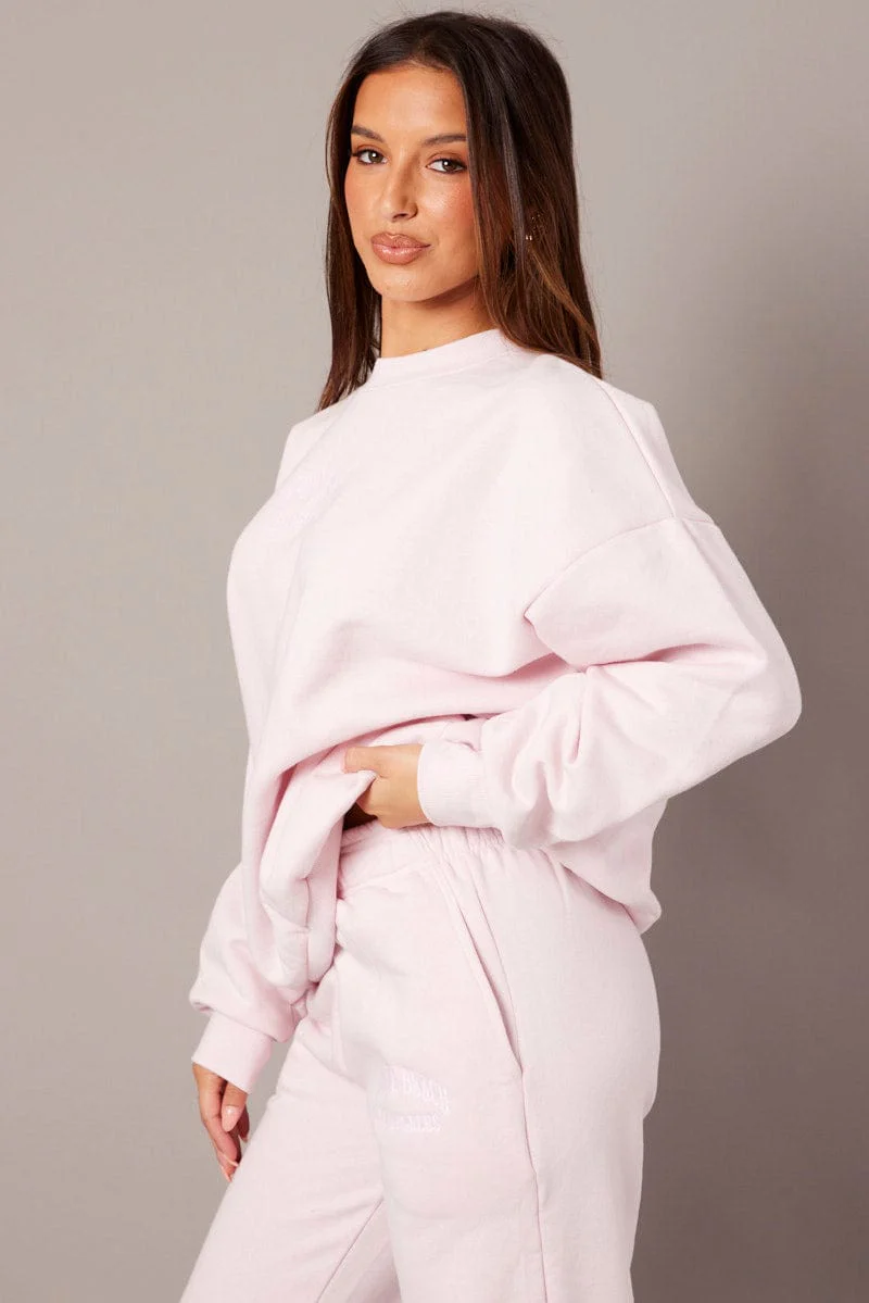 Pink Graphic Sweater Long Sleeve