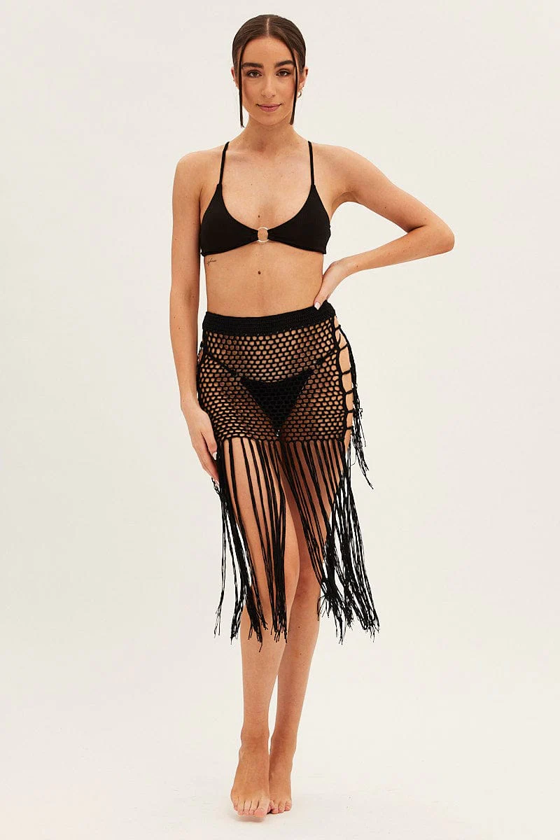 Black Crochet Beach Skirt