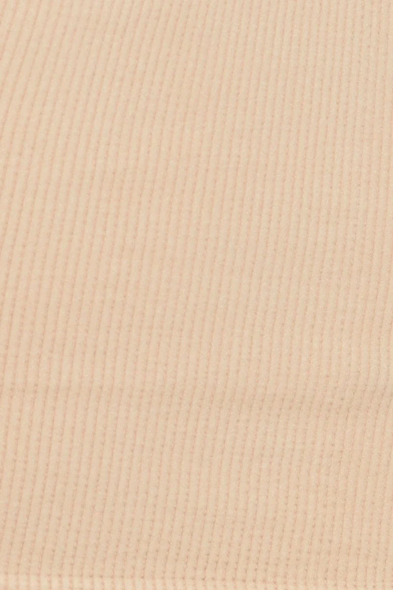 Beige Rib Top Seamless Crop
