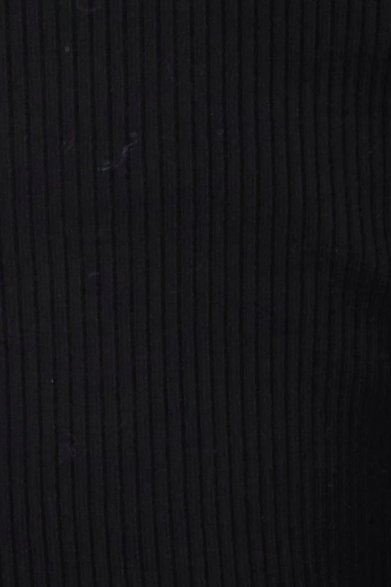 Black Knit Top Long Sleeve Twisted Front