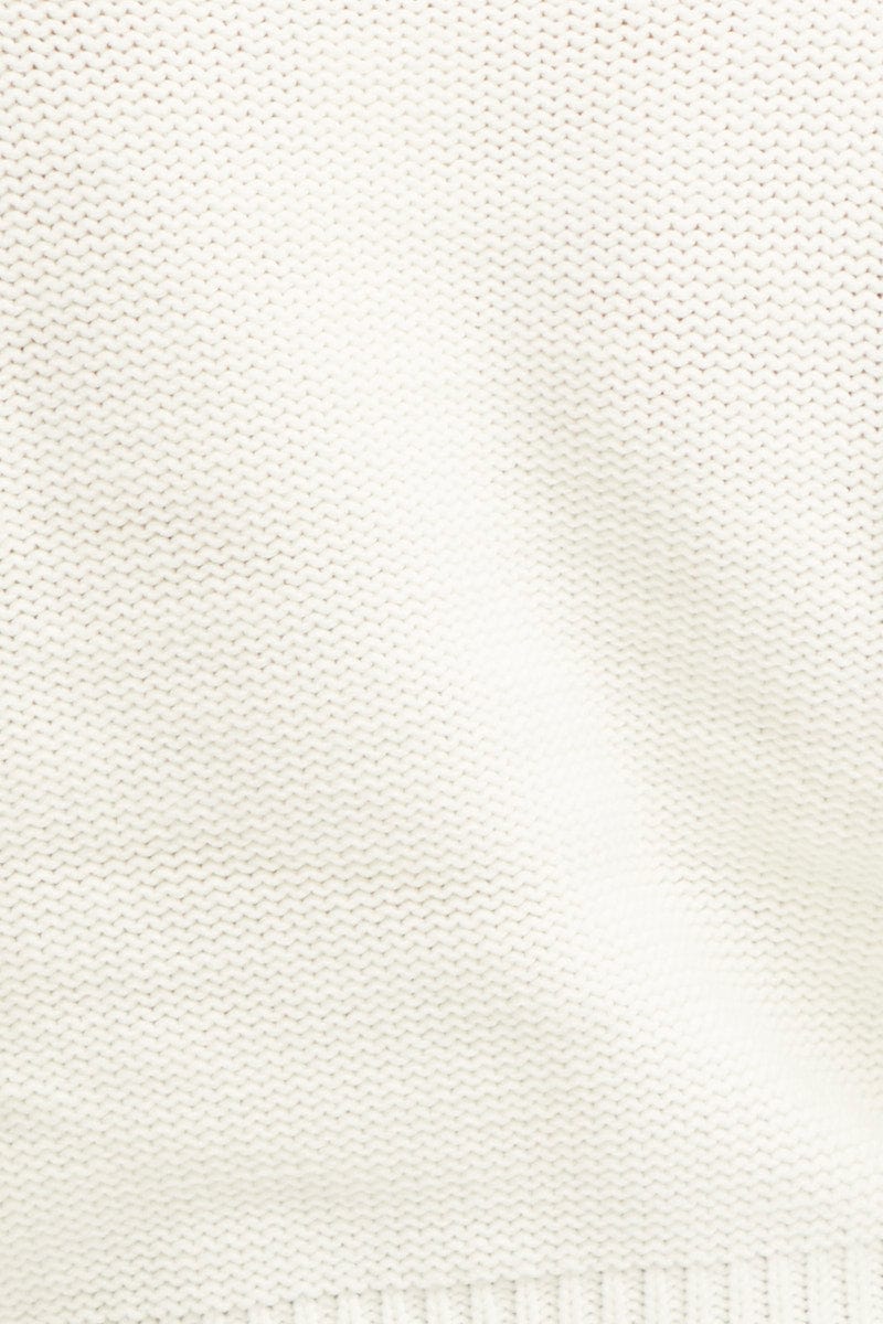 White Knit Top Long Sleeve Crop Turtleneck