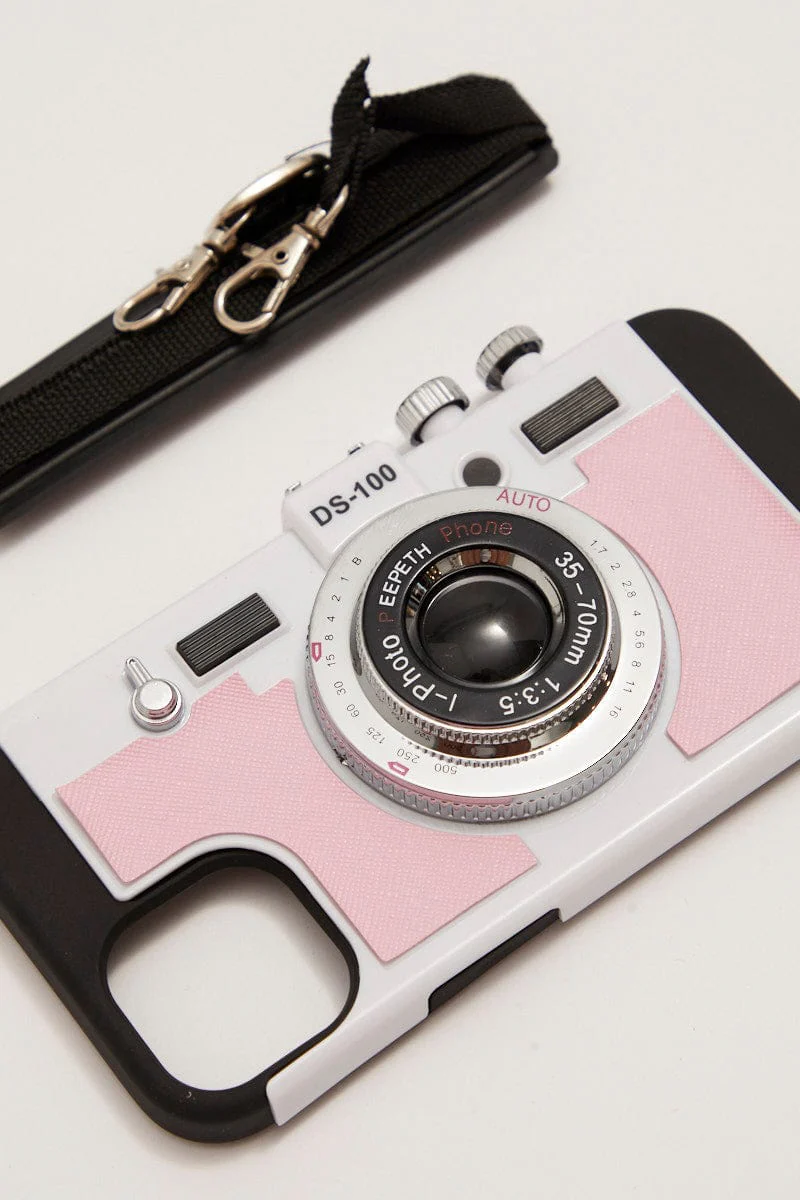 Pink Vintage Camera Design Phone Case For Iphone 14