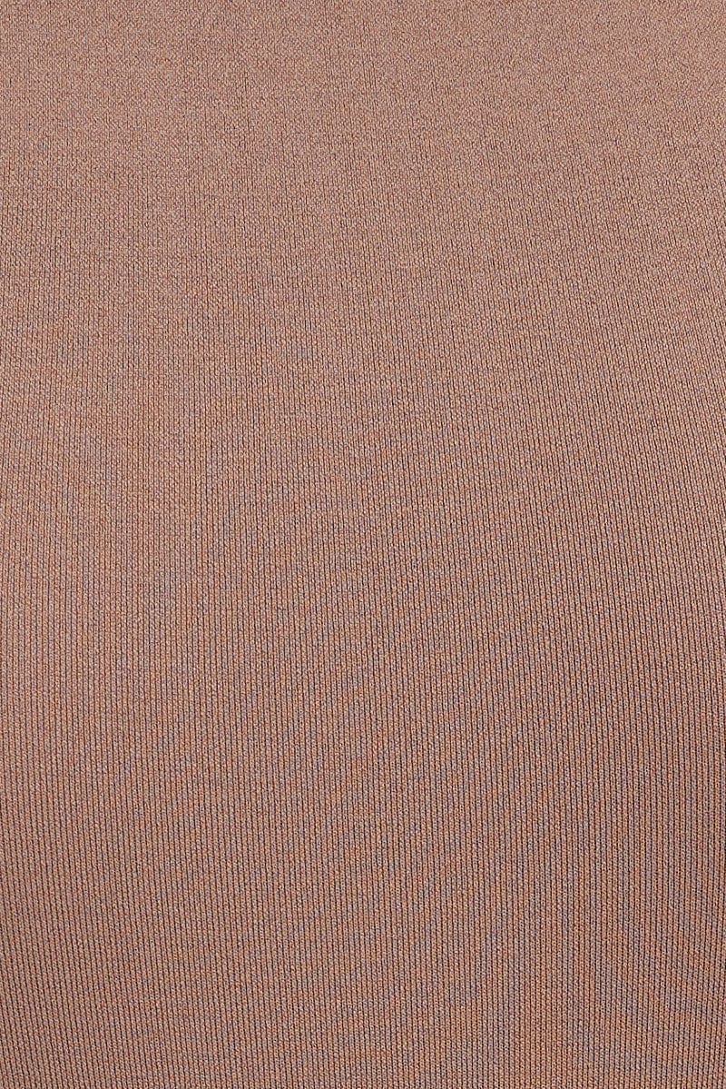 Brown Bodysuit Long Sleeve Crew Neck Seamless