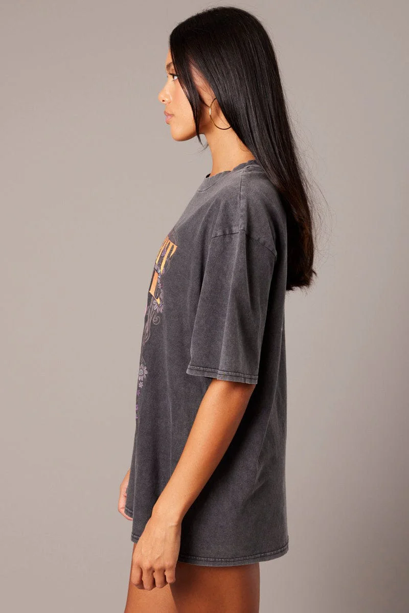 Grey Graphic Tee Short Sleeve