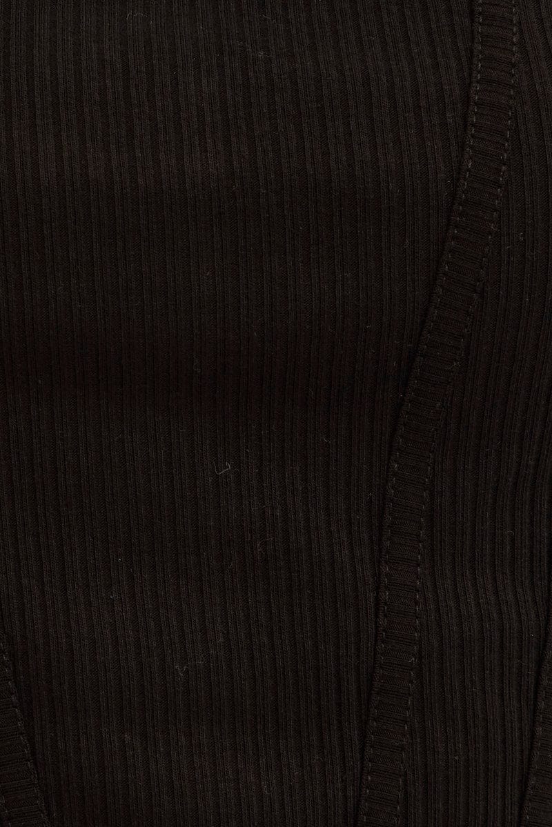 Black Corset Singlet Sleeveless Scoop Neck Rib Jersey