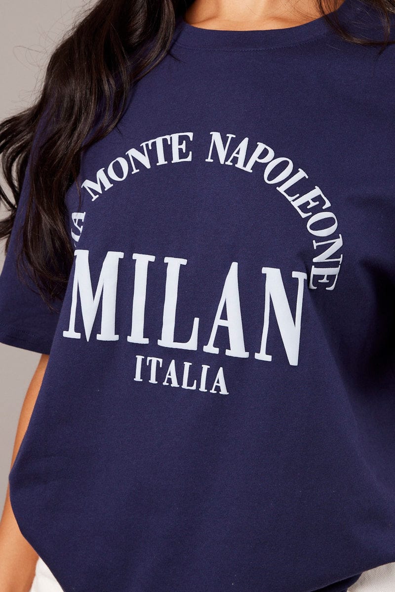 Blue Graphic Tee Short Sleeve