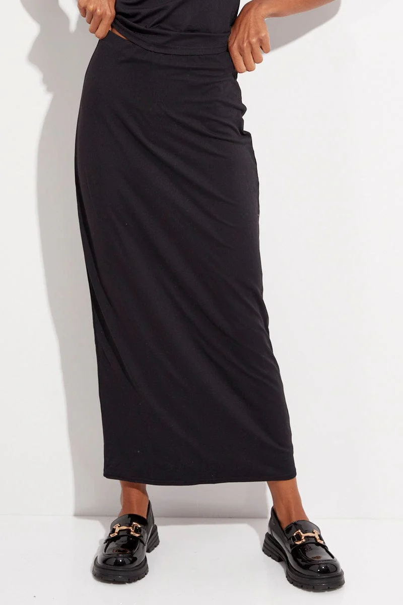 Black Supersoft Slim Fit Maxi Skirt