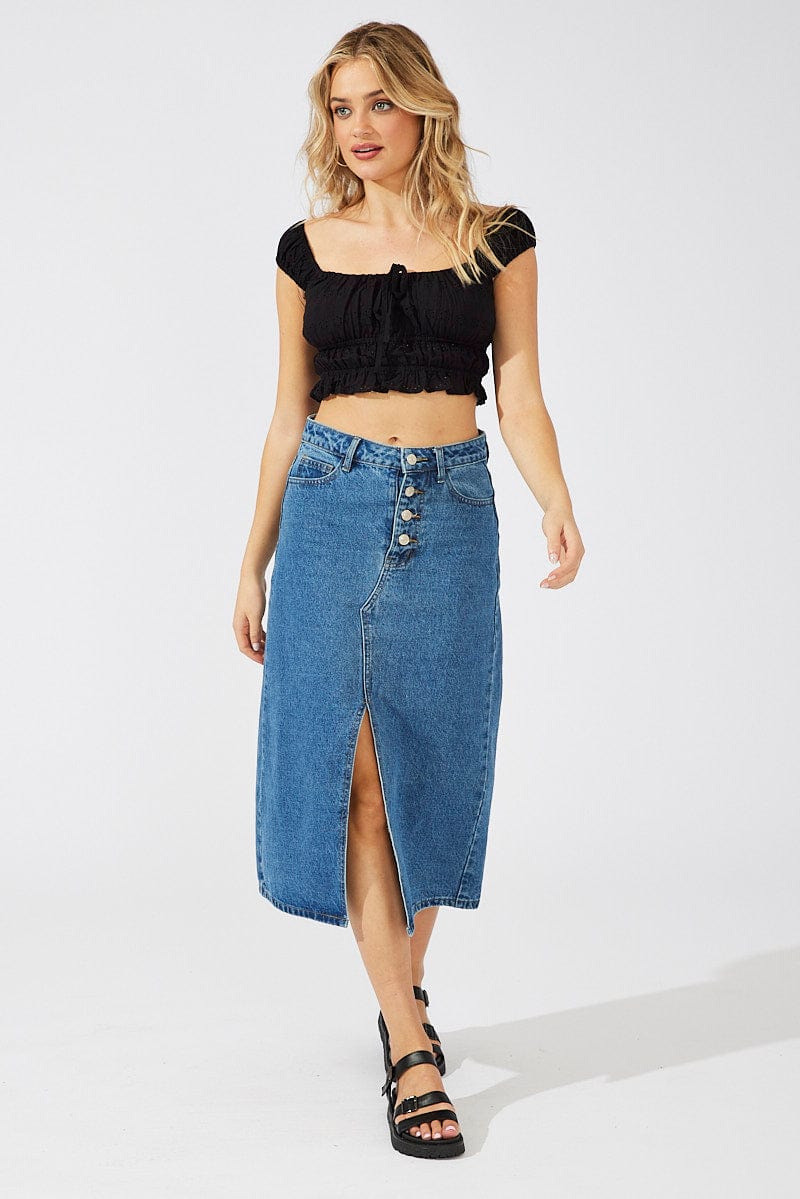 Black Crop Top Eyelet