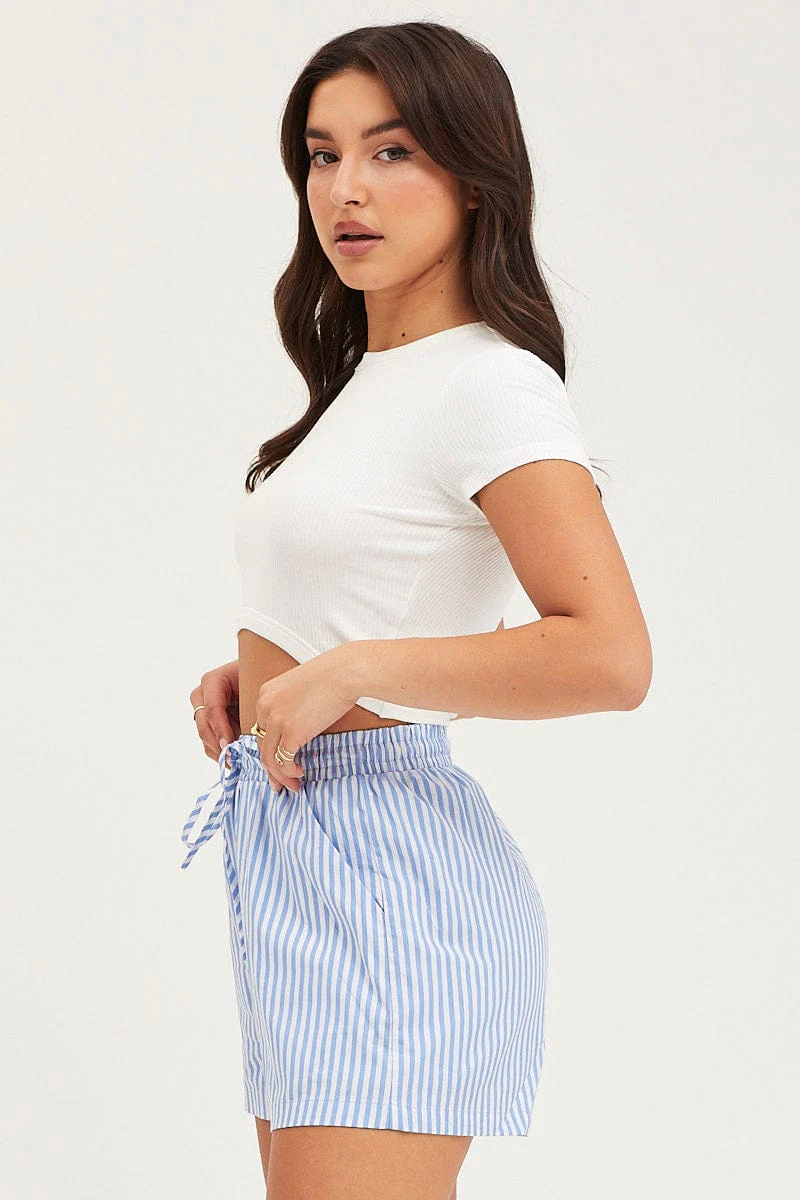 Stripe Mini Shorts High Rise