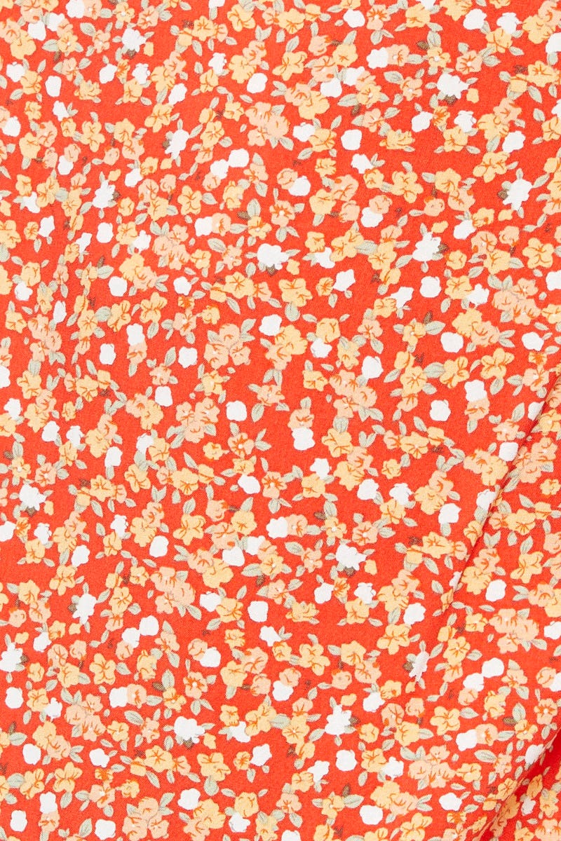 Print Button Down Ruffle Top