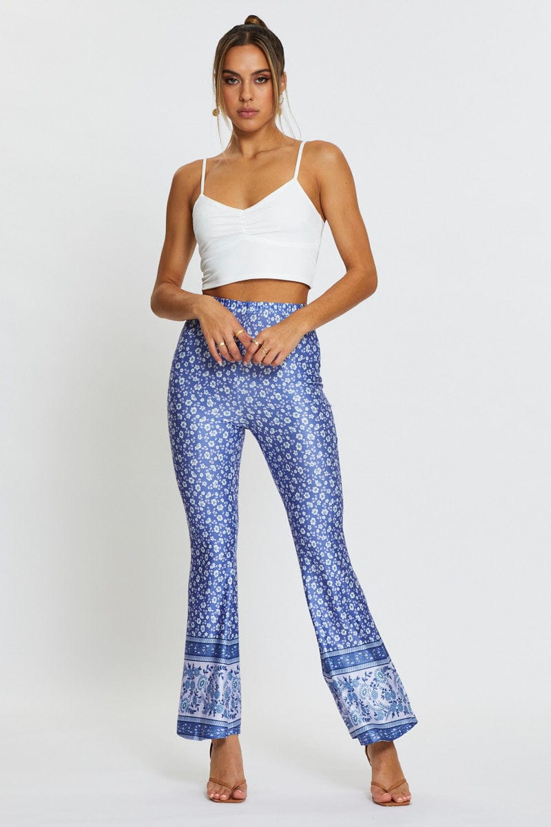 Boho Print Pants Flare Leg