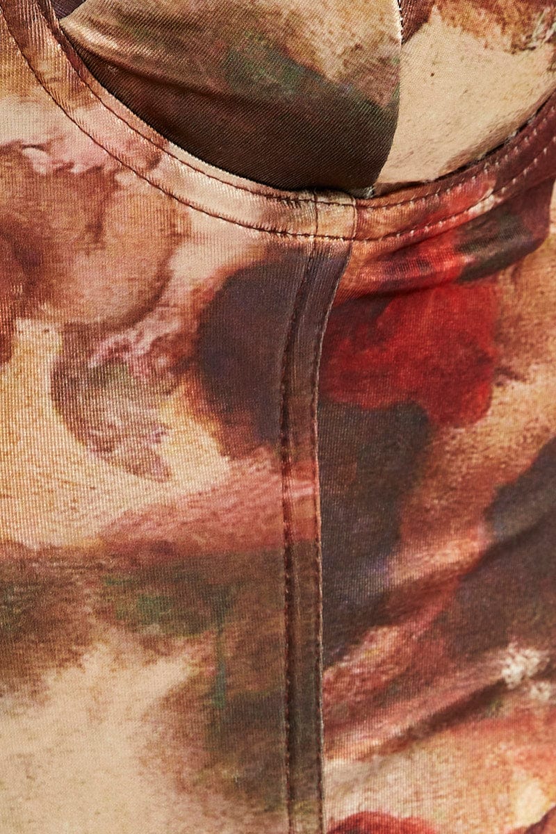 Multi Tie Dye Bandage Hook And Eye Structured Corset Top